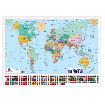 کتاب پوستر وایت‌بردی نقشه جهان انگلیسی (70*50)